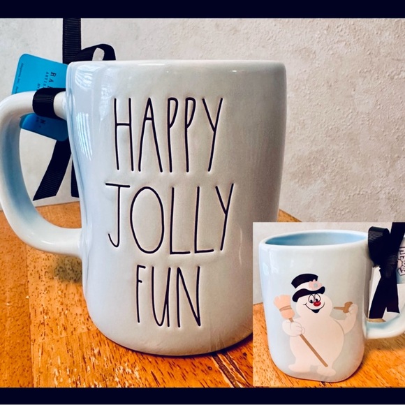Rae Dunn Frosty the Snowman HAPPY JOLLY FUN Double Sided Mug BRAND NEW!! - Picture 1 of 4